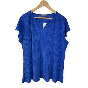 The Limited Collection Vibrant Blue Pleated V Neck Flutter Sleeve Top